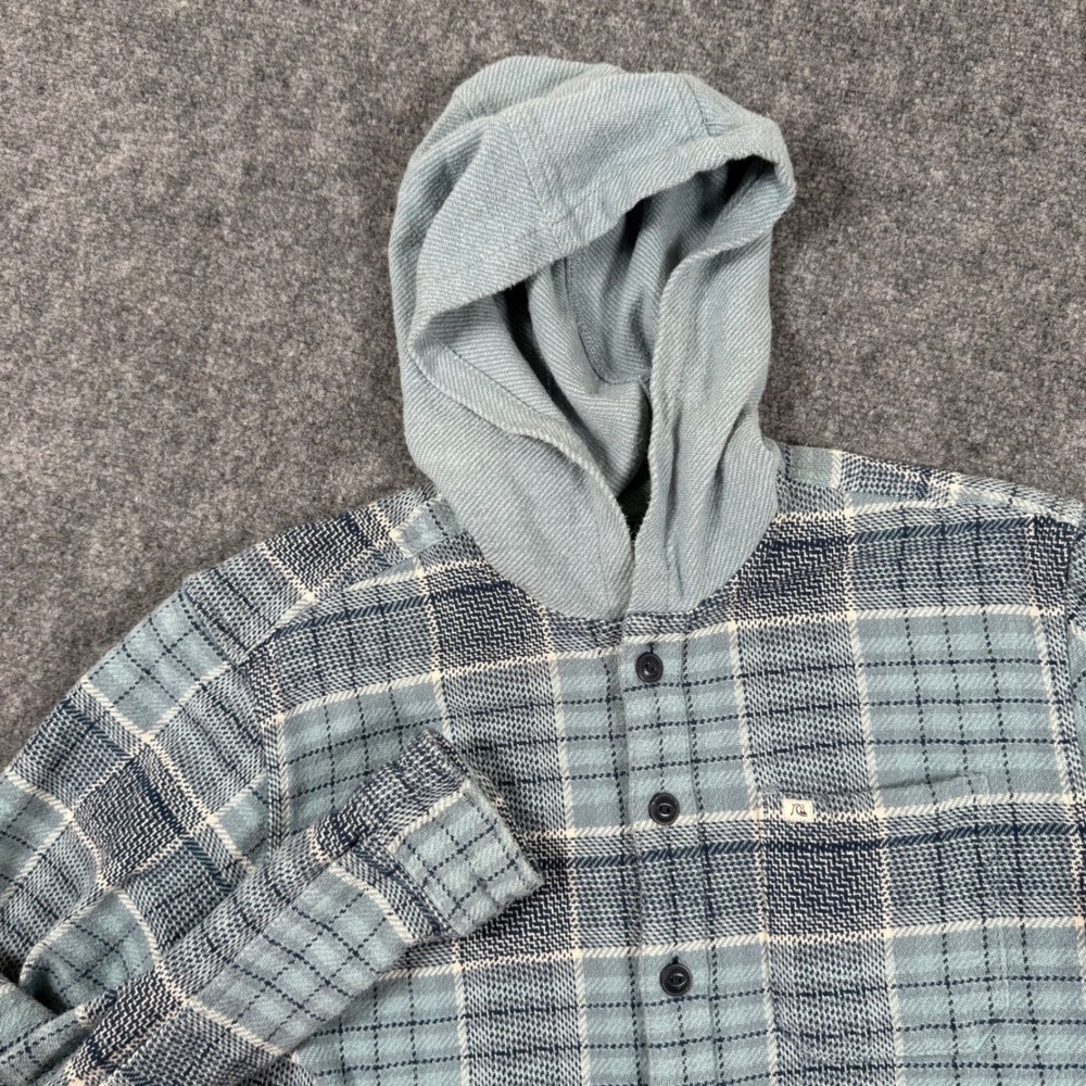 Quiksilver Teal and Navy Plaid Hooded Utility Jacket